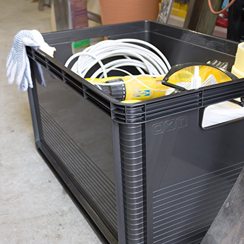 64 Liter Lagerkiste Euro Box Stapelbox Transportbox mit Deckel geschlossene Obstbox Gewerbekiste Lager - 8