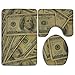 Produktbild Bath Mat 3 Piece Flannel Bathroom Rug Set,Retro DollarCool Design Shower Mat and Toilet Cover, Non Slip and Extra Soft Toilet Kit, Anti Slippery Rug