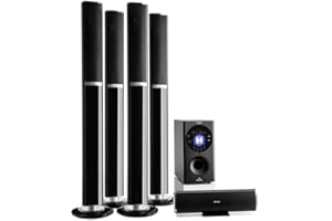 Auna Areal 652 Edition - Home Teather 5.1, Surround 5.1 Wireless, Sistema di Altoparlanti, Subwoofer Bassreflex Sidefiring, Bluetooth, USB, AUX, SD, Jack Microfono, Nero