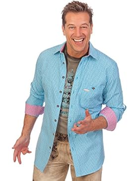 H1668 - Trachtenhemd mit langem Arm - DENVER - grün, türkis