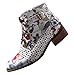 Produktbild NMERWT Damen Schnürstiefeletten Übergrößen Flandell Tuschmalerei Blumenmuster Rindsleder Spleißen Schnürstiefeletten