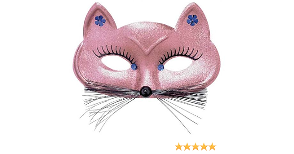Ladies Pink Cat Face Mask With Detail u0026 Ears Halloween Fancy Dress 