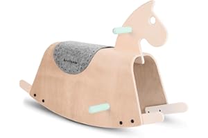 Beeloom - Caballito balancín Sitter para Bebe de Madera Natural diseño Caballo Mecedora, Juguete para Equilibrio por niños, Color Verde