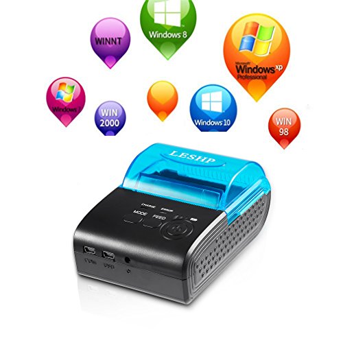 Thermal Drucker, LESHP Schwarz Leichtgewicht 58 mm Mini Portable Bluetooth 2.0 Wireless Drucker für IOS Android Windows USB POS Drucker (58mm) - 4