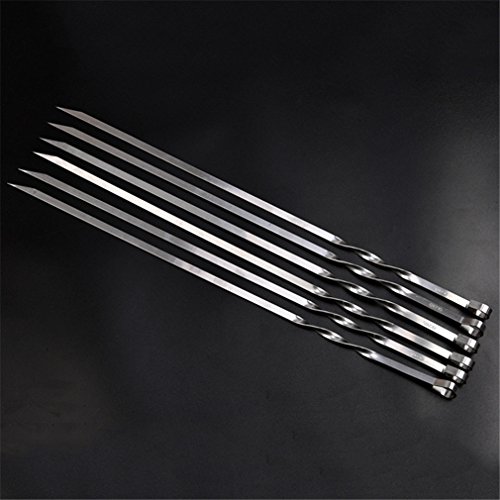 JasCherry 6 Stück Edelstahl Grillspieße Profi Grill Utensilien - Länge 50 cm