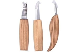 Sh-RuiDu Kit di Utensili da Intaglio in Legno, 3 in 1 Whittling Set di Chiglia di Lavorazione del Legno Include Legno Intaglio Coltello Gancio, Whittling Coltello, Chip Intaglio Dettaglio Coltello