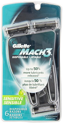 Gillette Mach3 Disposable, Sensitive, 6-Count Packages