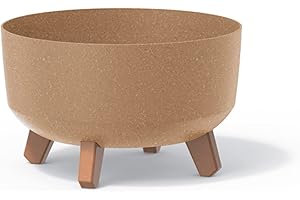 Prosperplast Macetero Color Ocre, con Patas Desmontables, Redondo, colección Gracia de 28,5 x 28,5 x 17,7 cm, Capacidad de 6,8 L.