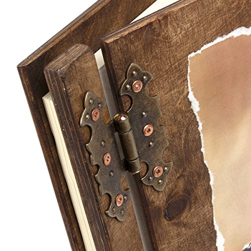 Holz Gästebuch Aufschrift Guestbook beige Schreibfeder Tintentopf - 3