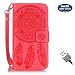 Produktbild Aireratze Galaxy S5 Handyhülle, Galaxy S5 Hülle PU TPU Innen 2 Separate Magnetverschluß Kratzfestes Schutz Handy Mandala Dream Catcher Blume in rot Hülle für Samsung S5 (USB Cable)