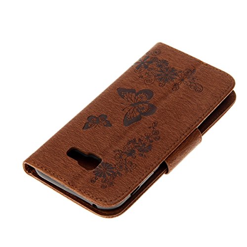 Galaxy A5 2017 Hülle,Samsung Galaxy A5 2017 Blumen Case,JAWSEU Retro Prägung Schmetterling Blumen Muster Kunstleder PU Leder Strap Brieftasche Bookstyle Magnetverschluss Schutzhülle Handytasche Case Cover Etui mit [Ständerfunktion] und [Kartenfächer]für Samsung Galaxy A5 2017+1xSchwarz Glitzer Bling Eingabestift-Braun Schmetterling - 5