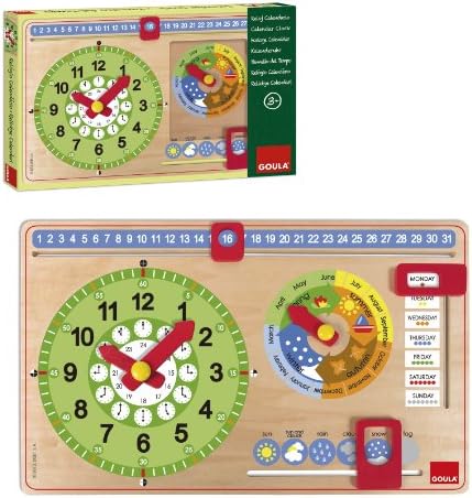 Goula Calendar Clock - Wooden Teaching Clock