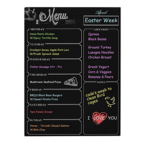 Loftstyle Tableau Frigo Aimanté Tableau Magnétique Cuisine Tableau Semainier Effaçable Pense-bête Aimanté 30 x 40cm Format Souple Noir