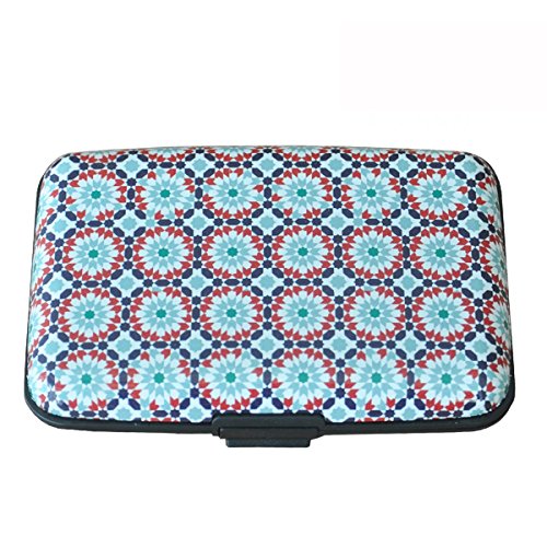 Explore Land Slim Aluminum and ABS RFID Blocking Credit Card Case RFID Shield Travel Wallet with 8 Slots for Bank Debit, ID, ATM, Cards against Scanning (Kaleidoscope)