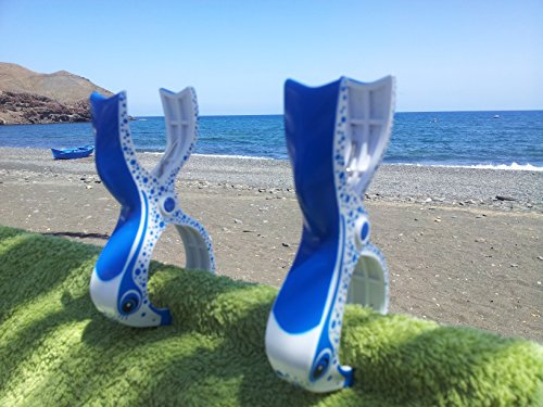 4 Stk Tuuli Summer Clips Mehrzweck Klammer Strand Handtuch Camping Garten Kite Surf Liege Bad Wäsche Kinderwagen Zubehör (Blau Fisch) - 2