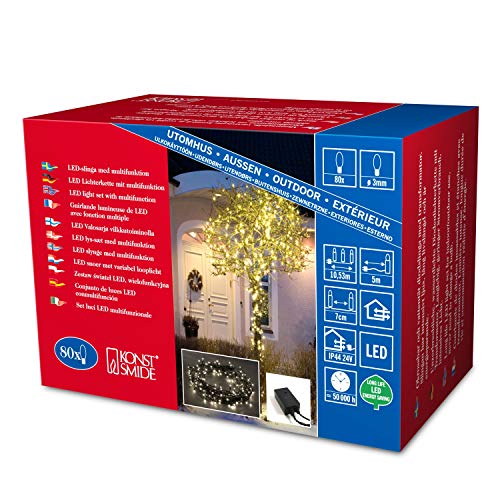 Konstsmide 3630-110 - Filo luminoso natalizio da 5,5 m con 80x micro LED luce bianca naturale calda