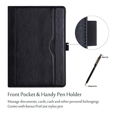 ProCase iPad Fall 9.7 „2017 – Weinlese-Folio-Standplatz-Abdeckungs-Fall für neues 2017 Apple iPad 9.7 Zoll, passen auch iPad Luft 2 / iPad Luft, mit mehrfachen Betrachtungs-Winkeln, Dokument-Karten-Tasche -Schwarz - 6