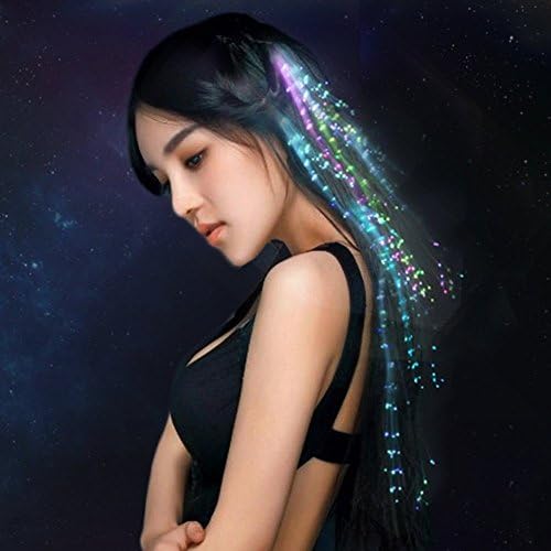J Robin 10 Pack LED Fiber Optic Hair Clips Extensions Multicolor Hair Barrettes Light-up Hair Accessories For Party(Color Random)
