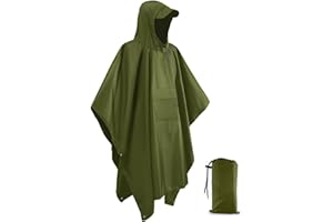 Neialla Rain Poncho for Adult, Waterproof Poncho for Men & Women 3 in 1 Multifunctional Rain Coat Lightweight Breathable Raincoat with Hood Rain Poncho Reusable for Camping Working Outdoor