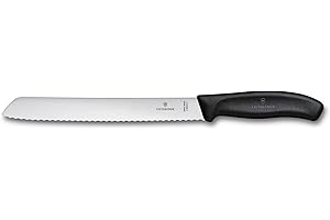 Victorinox Swiss Classic, Profi Brotmesser, Extra Scharfe Klinge, Wellenschliff, 21 cm, Robuster Kunststoffgriff, Rostfreier Stahl, schwarz