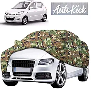 AutoKick Car Cover for Hyundai i10 Water Resistant All Weather Sun UV Rain Dust Wind Protection with Side Mirror Pocket (Multicolor)