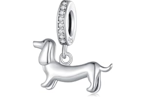 LUVHAHA Dachshund Charms Dog Charms 925 Sterling Silver Cute Puppy Charms Pendant Fits Pandora Charms Bracelet Necklace for Women
