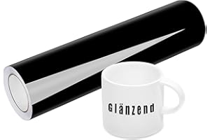 BOSADA Vinylfolie Plotter, 30x400cm Selbstklebende Folie,Plotterfolie Vinyl für Cricut, Silhouette Cameo 4,Bastelprojekte,Tasse, Fenster, Keramik, Kunststoff (Glänzend Schwarz)