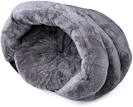 Lalawow Pet Cave Short Floss Cozy Nest Mat Pad Cushion Bed for Cats Puppy Small Dogs (M (60 x 50 x 35cm), Grey)