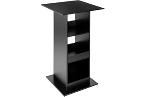 WOLTU Tavolo da Bar Quadrato, Tavolino Alto e Stretto con 3 Ripiani, Tavolo Alto Cucina, Sala da Pranzo, Bistrot, in Truciolare, 60x60x112 cm, Nero