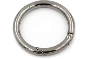 ANJING Spring O Rings, 2Pcs Spring Snap Clip Hooks, OD Φ24mm Round Carabiner Snap Clip, Clamp Clasp Keyring Buckle for Bags Purses Handbag Strap (Black)