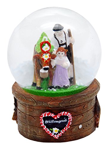 Minium Collection 30062 Souvenir Snow Globe Cottage Greetings Almabtrieb 65 mm Diameter Shaker Ball Travel Keepsake Gift