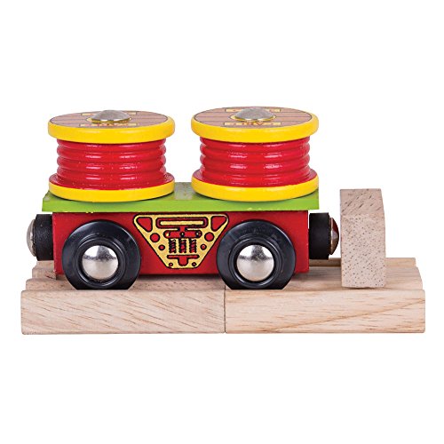 Bigjigs Rail Cable Rolls Wagon - Other Major Wooden Rail Brands are Compatible