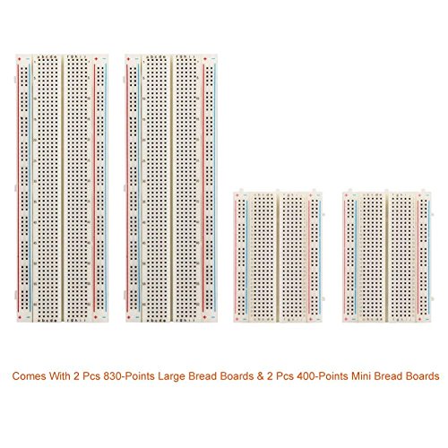 Tonver 4 Pieces Breadboards Kit with 120 Pieces Jumper Wires for Arduino Proto Shield Circboard Prototyping