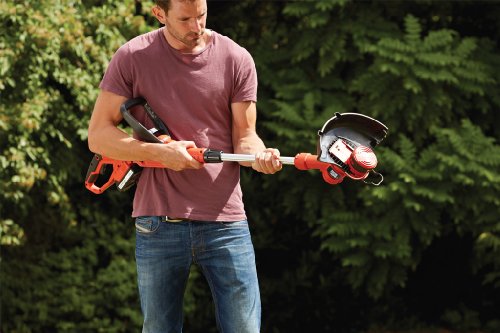 Black+Decker 18V 1.5Ah Akku-Rasentrimmer 25cm Schnittbreite, Führungsschiene, E-Drive Antrieb, Ladegerät, Zweithandgriff, STC1815, schwarz orange - 5