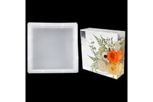 FineInno Stampi Resina di Quadrato, Stampi in Silicone per Colata, Stampi in Resina Epossidica per Creazione Gioielli/Candela/Sapone, Esemplare di Fiori/Insetti