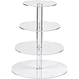 FOCCTS Cupcake Stand, 4 Tier Cake Stand Round Acrylic Display Stands Cupcake Tower for Weddings, Birthdays or Parties, 150mm / 187mm / 225mm / 263mm Diameter, 300mm High