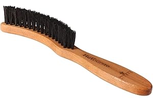 LIERYS Szczotka do kapeluszy do czyszczenia filcowych kapeluszy – szczotka z drewna – mała szczotka do czyszczenia z włosia wieprzowego – ergonomicznie wygięty uchwyt – czyszczenie na sucho kapelusza,