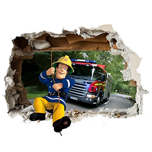 Feuerwehrmann Sam Wand-Zertrümmern Kinder Wandaufkleber Wandüber Wall Art Wand Tattoo Customise4U™ (fireman sam wall smash 70)