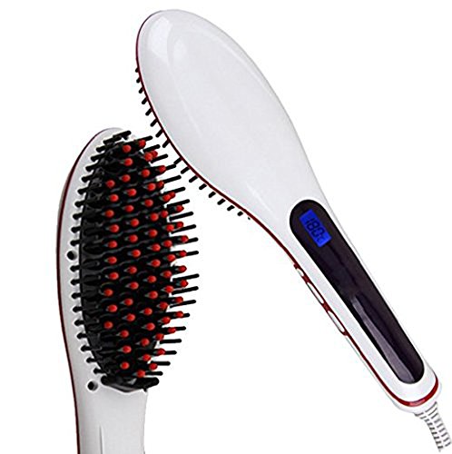 Certified Electric Fast Hair Straightener Comb Ceramic Irons (white)