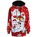 Produktbild Damen Weihnachtspullover Sonnena Weihnachten Schnee Drucken Langarm Hoodie Sweatshirt Bluse Rot Kapuzenpullover Santa Strickpullover Pulli Warme Snowman Elegante Oberteil Outwear (Rot, M)