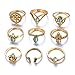 Produktbild Ringe, Holeider Europa und Amerika Bohemien Retro personalisierten Schmuck Ring der Blaue Ringe Set 9pcs (Gold)