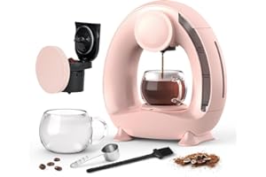 BENFUCHEN Caffettiera usa e getta con filtro per caffè macinato, caffettiera Americano Mini caffettiera/teiera a una tazza, controllo a un tocco, 4-8 oz di dimensioni di infusione (rosa)