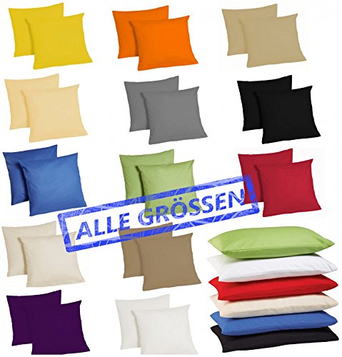 2er Pack Baumwolle Renforcé Kissenbezug Kissenhülle Dekokissen 80x80 40x80 40x40, Farbe:GRAU;Größe:2x 40x80 cm Kissen
