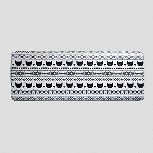 Simple Cartoon Black And White Cat Mat/Indoor Mat /Bedroom Kitchen Home Mat/Bathroom Anti-slip Mats-B 45x120cm(18x47inch)