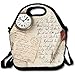 Produktbild Vintage Old Paper Pen Watch Briefstempel Postkarte Large & Thick Neopren Lunch-Taschen Isolierte Lunch-Taschen Kühltasche Warm Warm Tasche mit Schultergurt für Frauen Teenager Mädchen Kinder Erwachsene