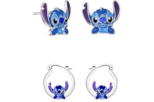 RWXCOW Huggie Hoop Ohrringe für Mädchen Hypoallergene Nette Kinder Cartoon Cosplay Ohrstecker Knorpel Ohrringe Schmuck Geburtstagsgeschenke für Frauen Mädchen（2 Paar Ohrringe + 1 Halskette）