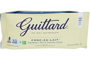 Guittard Choc-Au-Lait Baking Chips, 12oz (340g) | White Chocolate with the essence of Real Vanilla | Peanut and Tree Nut Free | Fairtrade | Gluten-Free | Certified Kosher | Bake Stable