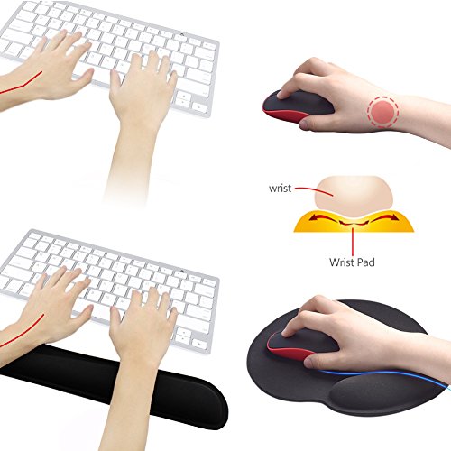 Reposamu  ecas Teclado Gel WEINAS Ergon  mico con Mu  ecas del Teclado Rat  n Pad Antideslizante para Ordenador Alfombrillas para Rat  n y Teclado Reposamu  ecas Espuma de Memoria Almohadilla de Rat  n - Negro