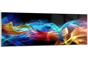 ARTTOR Moderne Impression sur Verre Résumé air coloré figure Image Tableau en Verre Decoration Murale 90x30cm Deco Cadre Salon Chambre Cuisine Panoramique Petit Tableaux Decoratifs Muraux Art GAB90x30-2171