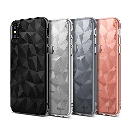 Funda Apple iPhone X Ringke  AIR PRISM  TPU con Dise  o 3D Texturizado de Genial Elegante con Patr  n de Diamante Flexible Como Una Joya para Apple iPhone X - Rosa Rose Gold Crystal